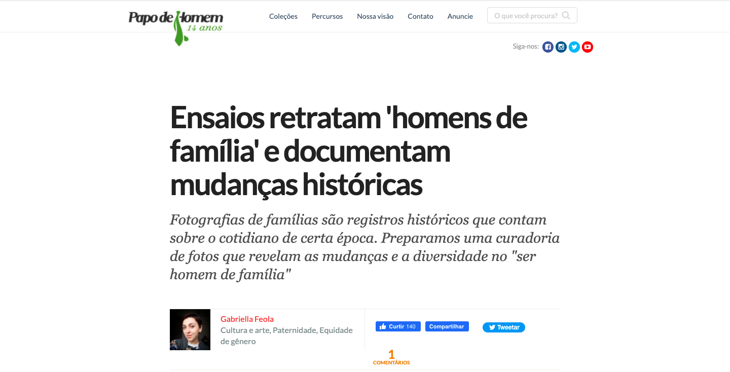 Foto Matéria no portal Papo de Homem sobre a fotografia documental de família Foto Matéria no portal Papo de Homem sobre a fotografia documental de família - Imagem 0